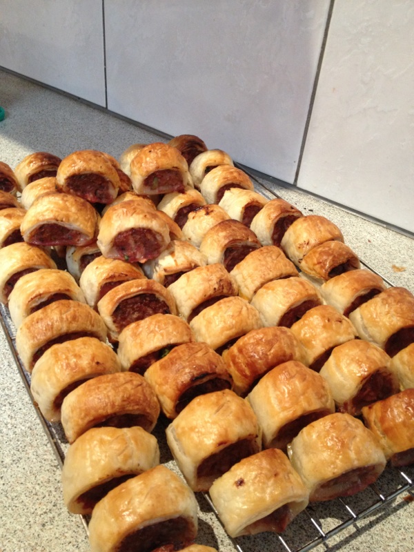 A batch of my daughter’s sausage rolls just out of the oven.