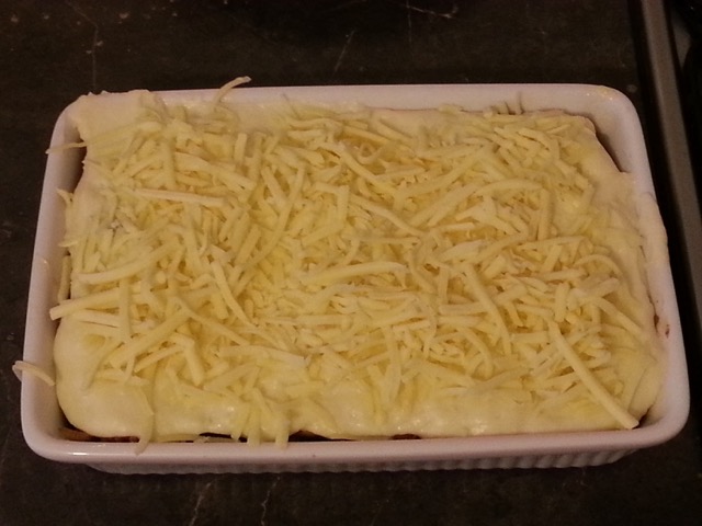 Moussaka ready for the oven