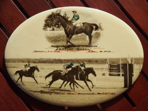 My father, Merv Hein, on Tactful Queen, winning the  1952 Frances Handicap, Naracoorte, SA.