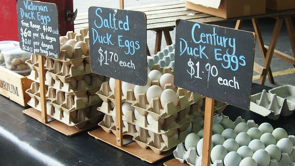 Duck eggs at Queen Victoria Market