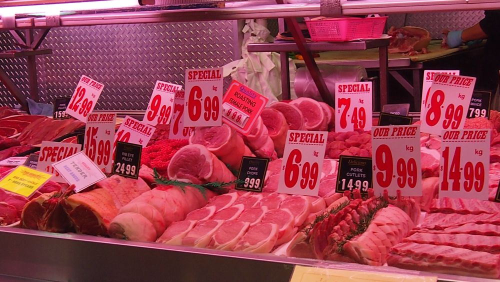 Female pork cuts at Queen Victoria Market