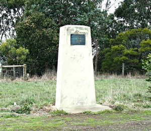 The Edward Henty memorial at the top of Muntham Hill, western Victoria