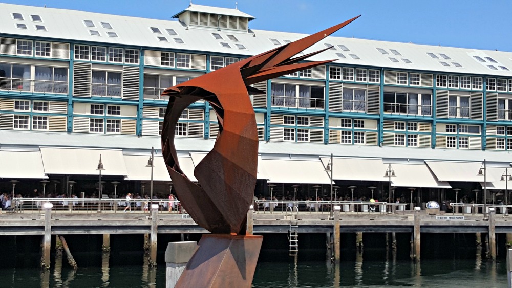 One of the Finger Wharf sculptures - bird of prey