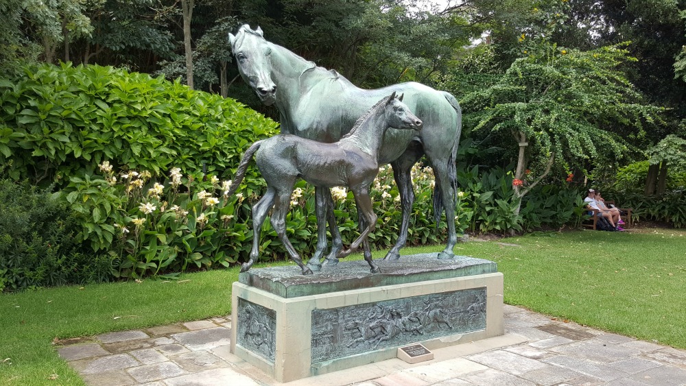 Mare and foal statue in the Botanic Gardens, Sydney