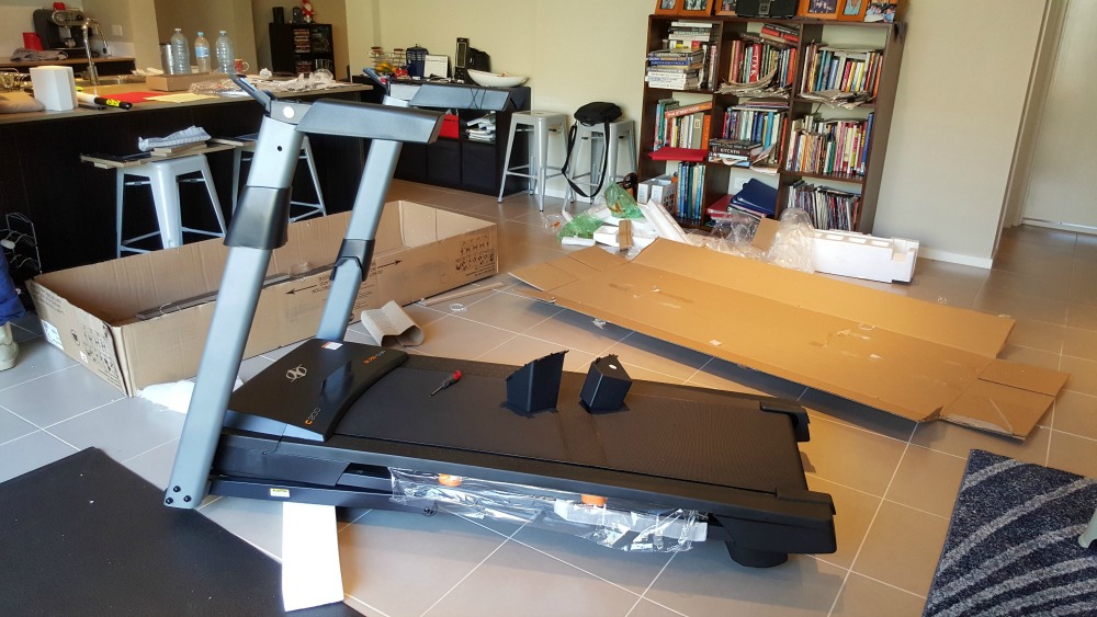 The treadmill under construction