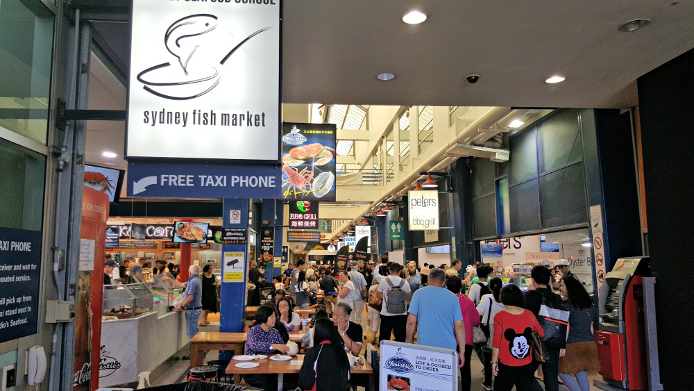 The entrance to the Sydney Fish Market. It was rocking!