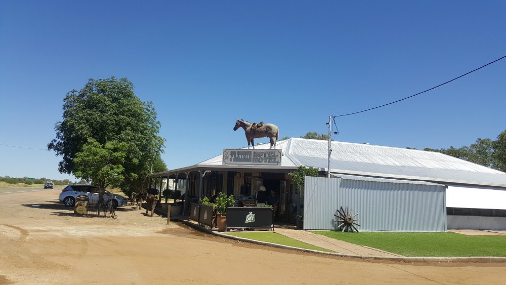 The Prairie Hotel, complete with horse on the roof.