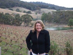 Cathryn Hein visiting a Great Western vineyard